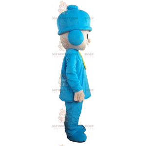 Pojke BIGGYMONKEY™ maskotdräkt i blå outfit med mössa -