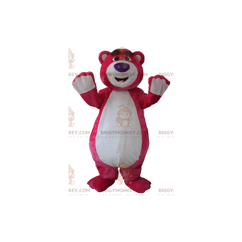 Costume da mascotte BIGGYMONKEY™ con orsacchiotto bianco e rosa