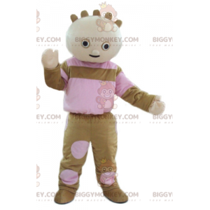 Braunes und rosafarbenes BIGGYMONKEY™-Maskottchen-Kostüm für