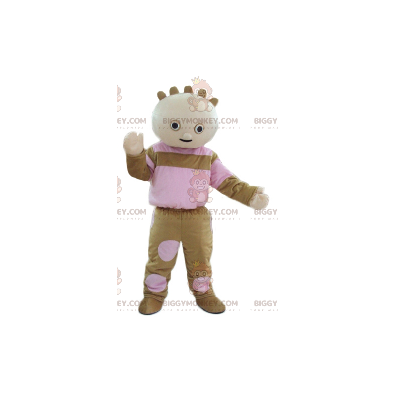 Bruin en roze babypop BIGGYMONKEY™ mascottekostuum -