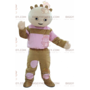 Bruin en roze babypop BIGGYMONKEY™ mascottekostuum -