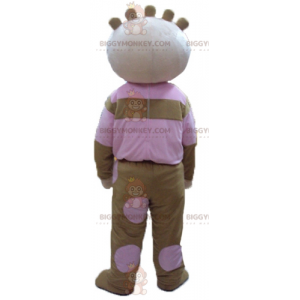 Fantasia de mascote BIGGYMONKEY™ de boneca marrom e rosa –