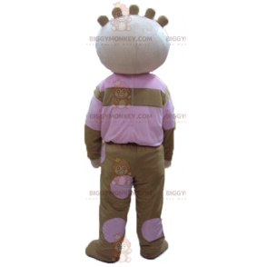 Bruin en roze babypop BIGGYMONKEY™ mascottekostuum -