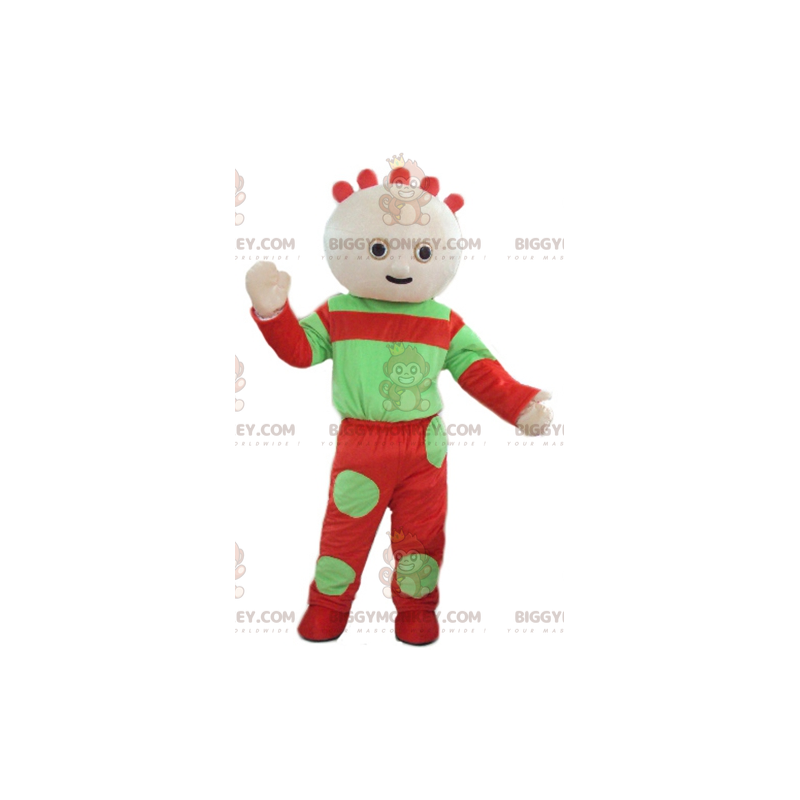 Groene en rode babypop BIGGYMONKEY™ mascottekostuum -