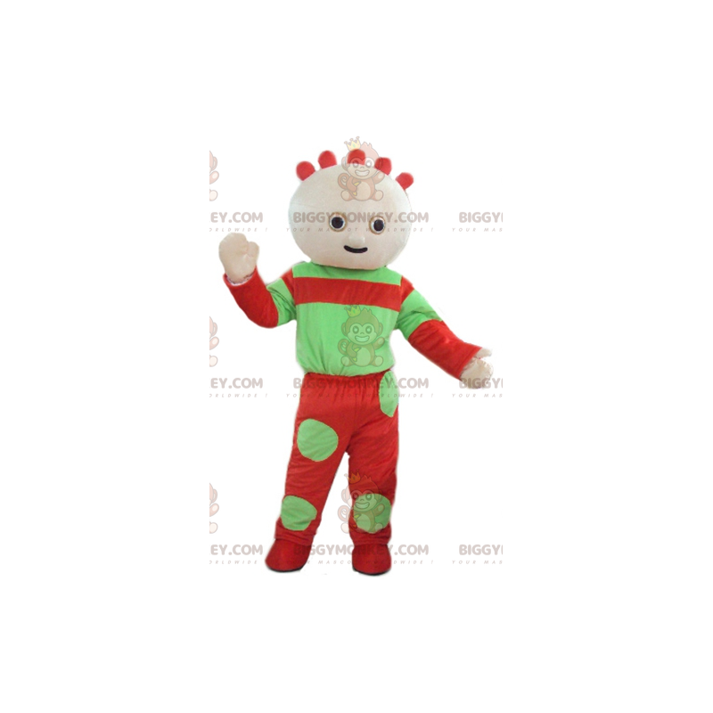Grøn og rød babydukke BIGGYMONKEY™ maskotkostume -
