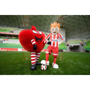 2 BIGGYMONKEY™s mascot a giant red heart and a soccer player –