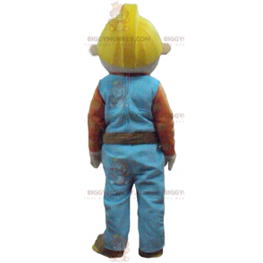 BIGGYMONKEY™ Maskottchenkostüm eines Zimmermanns in buntem