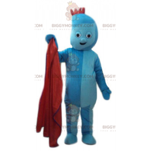 BIGGYMONKEY™ Costume da mascotte Uomo blu con stemma rosso -