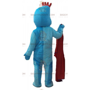 BIGGYMONKEY™ Mascottekostuum Blauwe man met rood embleem -