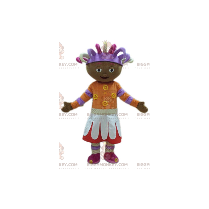 BIGGYMONKEY™ Maskotdräkt Afrikansk flicka i färgglad outfit -