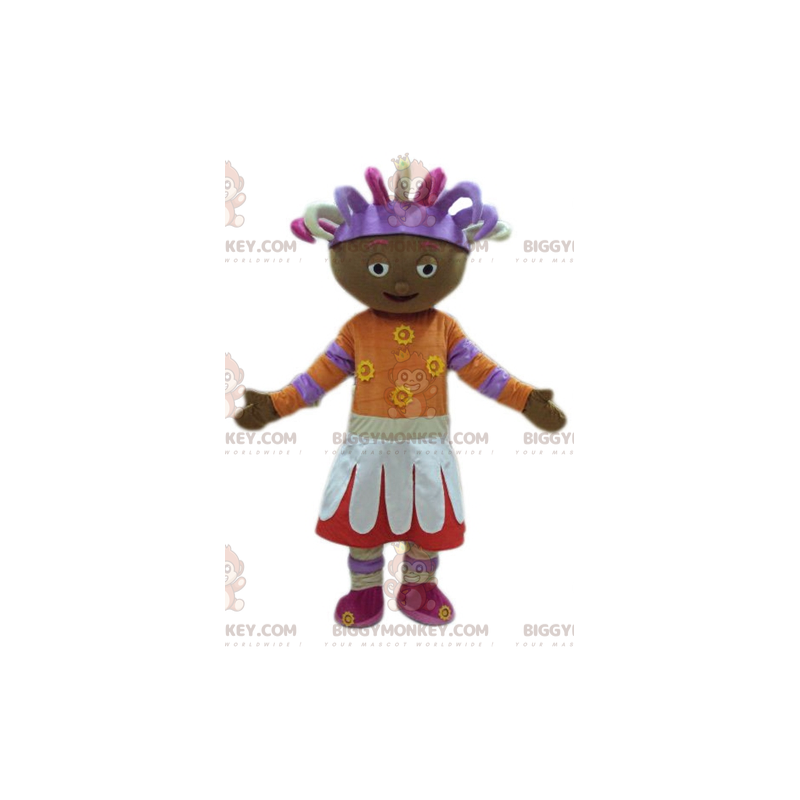 Traje de mascote BIGGYMONKEY™ menina africana com roupa