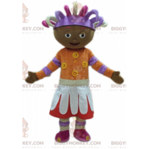 BIGGYMONKEY™ Maskotkostume Afrikansk pige i farverigt tøj -