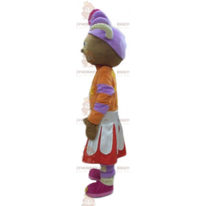 BIGGYMONKEY™ Maskotdräkt Afrikansk flicka i färgglad outfit -