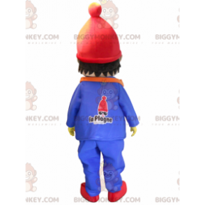 Cute Little Boy BIGGYMONKEY™ Mascot Costume Dressed In Winter