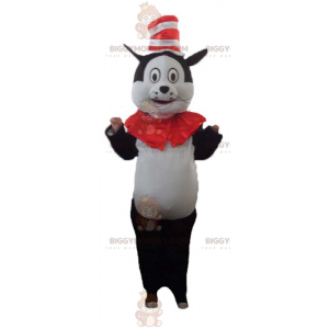 Kostým BIGGYMONKEY™ Big Black and White Cat maskot s kloboukem