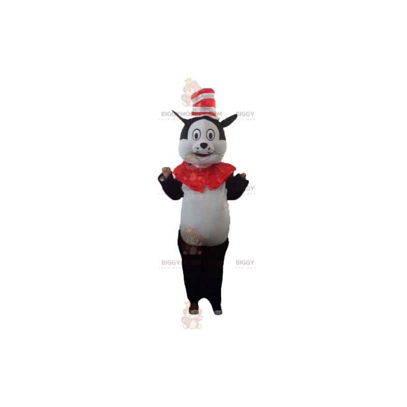 BIGGYMONKEY™ Big Black and White Cat Mascot Costume with Hat –