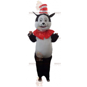 BIGGYMONKEY™ Großes schwarz-weißes Katzenmaskottchen-Kostüm mit