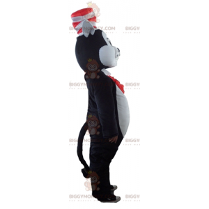 BIGGYMONKEY™ Stor svartvit kattmaskotdräkt med hatt -