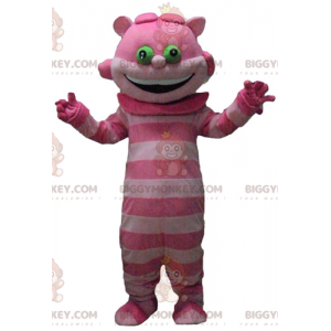 Costume da mascotte Chafouin gatto rosa Alice nel Paese delle