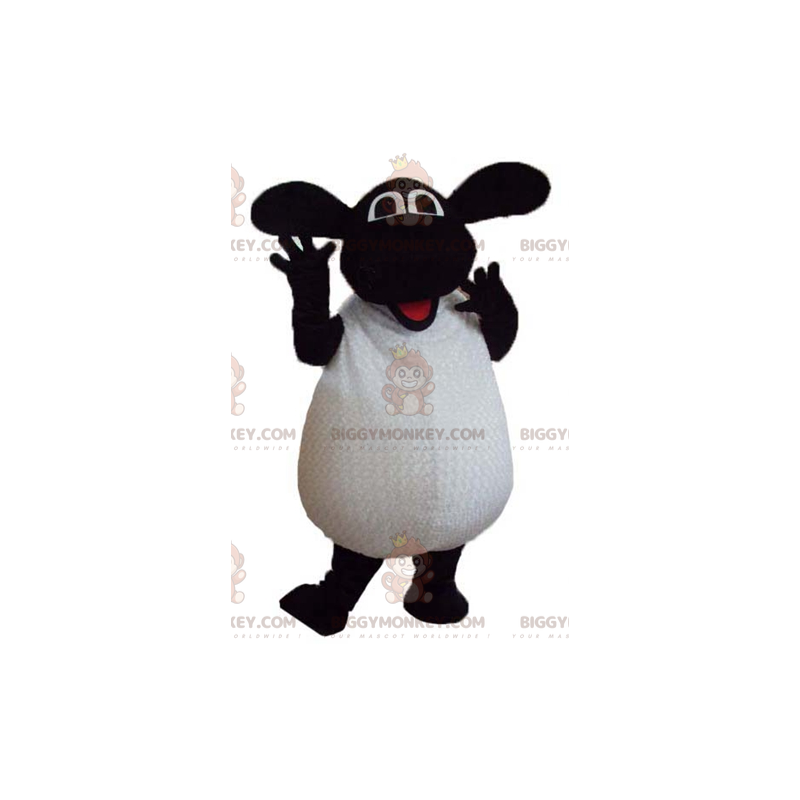 Costume de mascotte BIGGYMONKEY™ de Shaun mouton noir et blanc