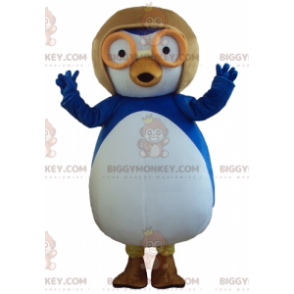 Costume de mascotte BIGGYMONKEY™ de gros oiseau bleu et blanc