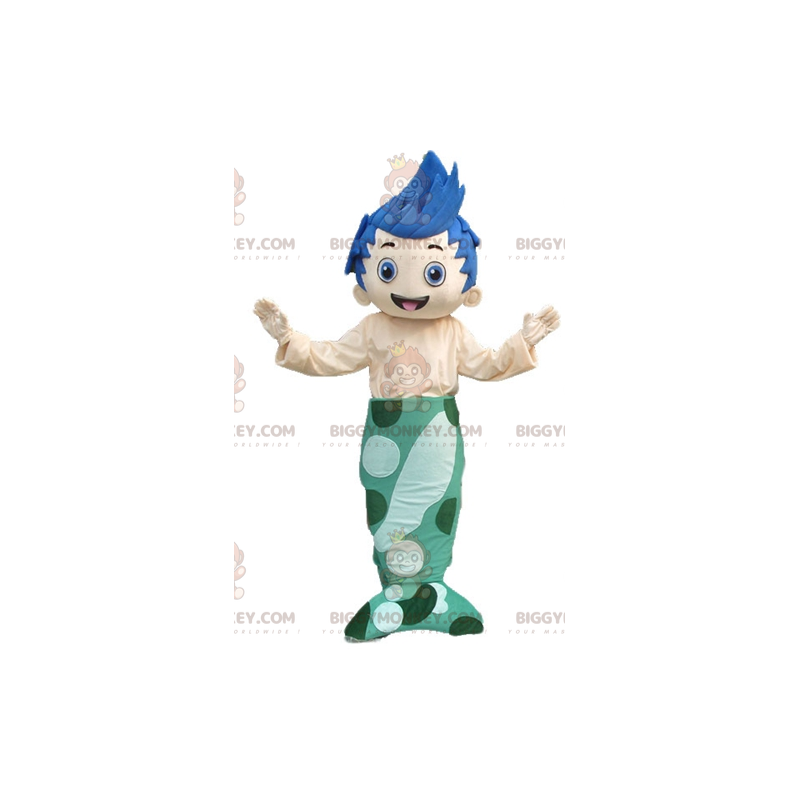 Blue Haired Mermaid Boy BIGGYMONKEY™ Mascot Costume -