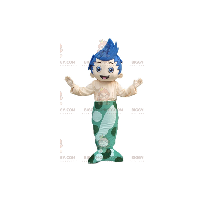 Fantasia de mascote menino sereia de cabelo azul BIGGYMONKEY™ –