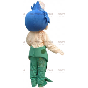 Blauwharige zeemeerminjongen BIGGYMONKEY™ mascottekostuum -