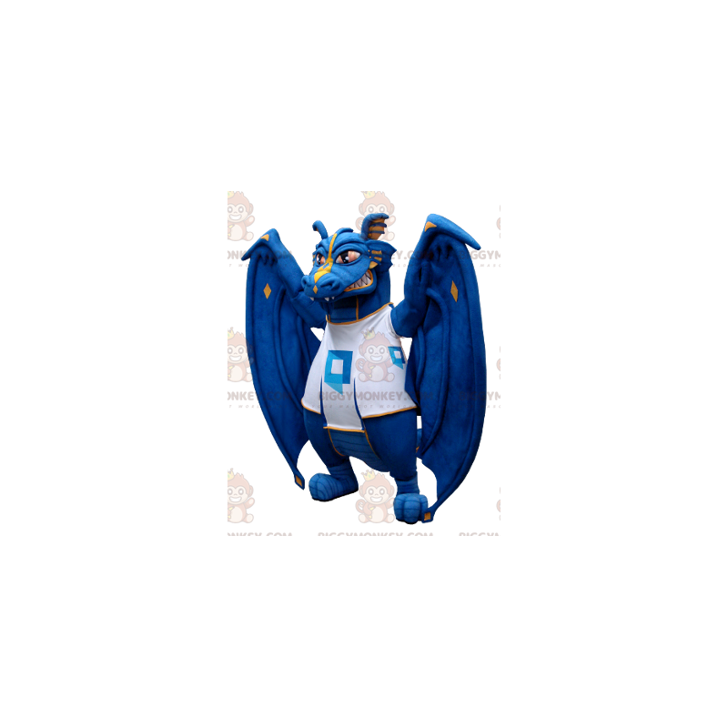 Costume de mascotte BIGGYMONKEY™ de dragon bleu et blanc -