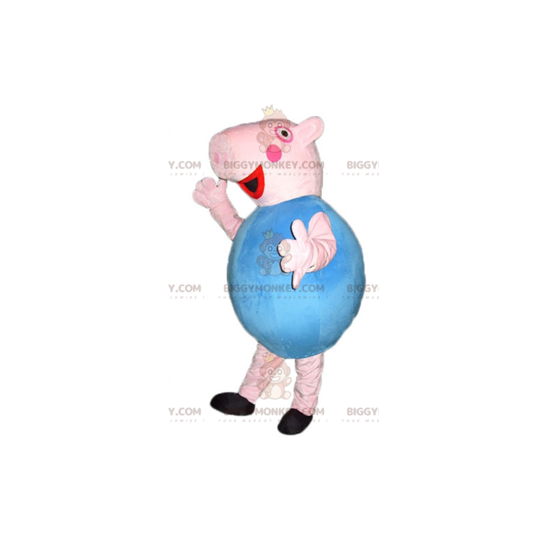 Costume de mascotte BIGGYMONKEY™ de cochon rose et bleu rond et