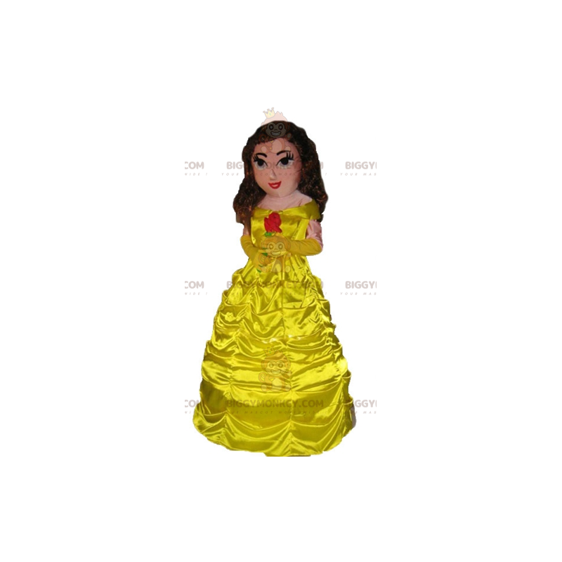 Kostým maskota princezny BIGGYMONKEY™ v krásných žlutých šatech