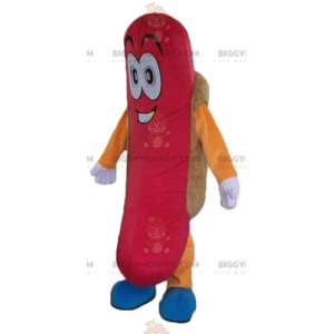 Värikäs hymyilevä jättiläinen hot dog BIGGYMONKEY™ maskottiasu