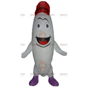 BIGGYMONKEY™ Costume mascotte pupazzo di neve bianco sorridente