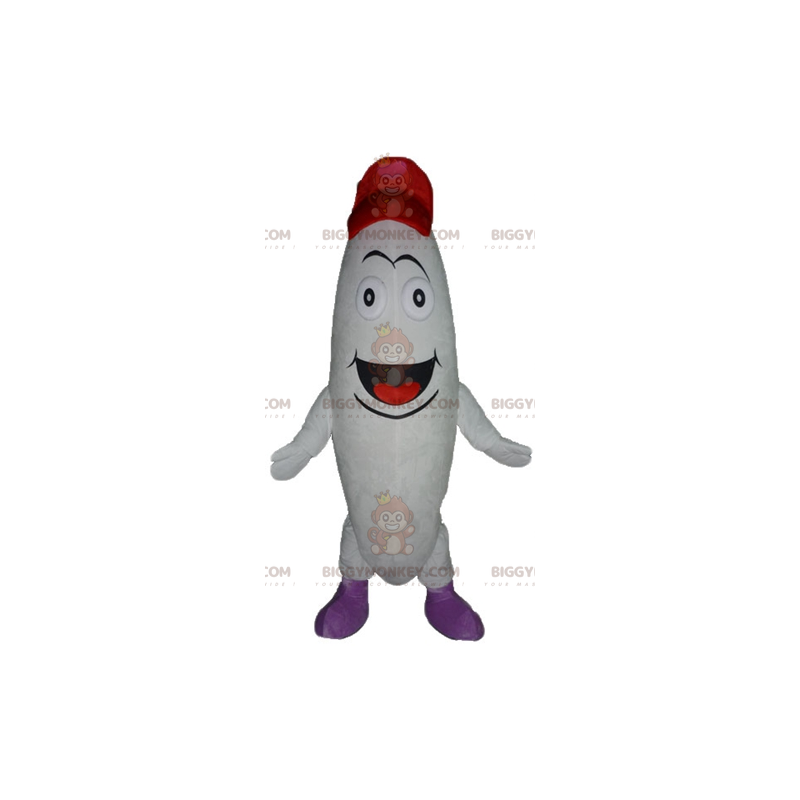 BIGGYMONKEY™ Costume mascotte pupazzo di neve bianco sorridente