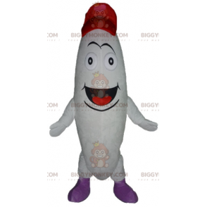 BIGGYMONKEY™ Costume mascotte pupazzo di neve bianco sorridente