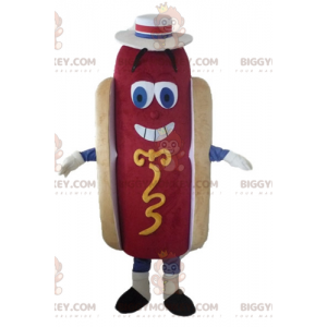 Simpatico e colorato costume mascotte BIGGYMONKEY™ Hot Dog