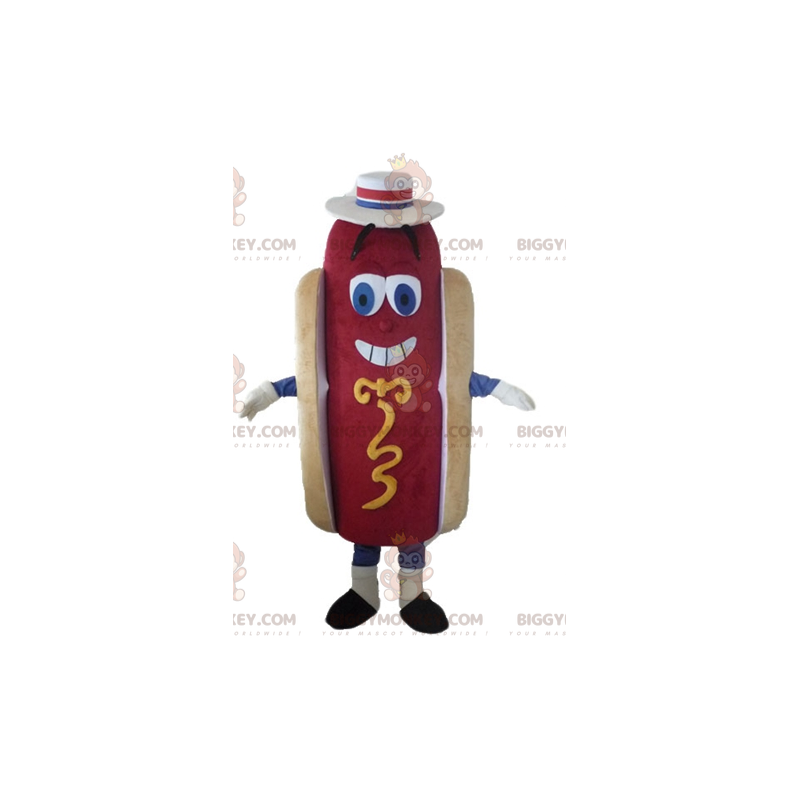 Simpatico e colorato costume mascotte BIGGYMONKEY™ Hot Dog