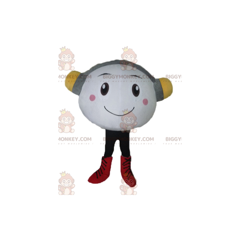 BIGGYMONKEY™ Mascot Costume Very Smiling White Snowman With