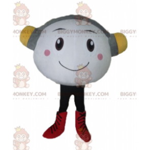 BIGGYMONKEY™ Mascot Costume Very Smiling White Snowman With