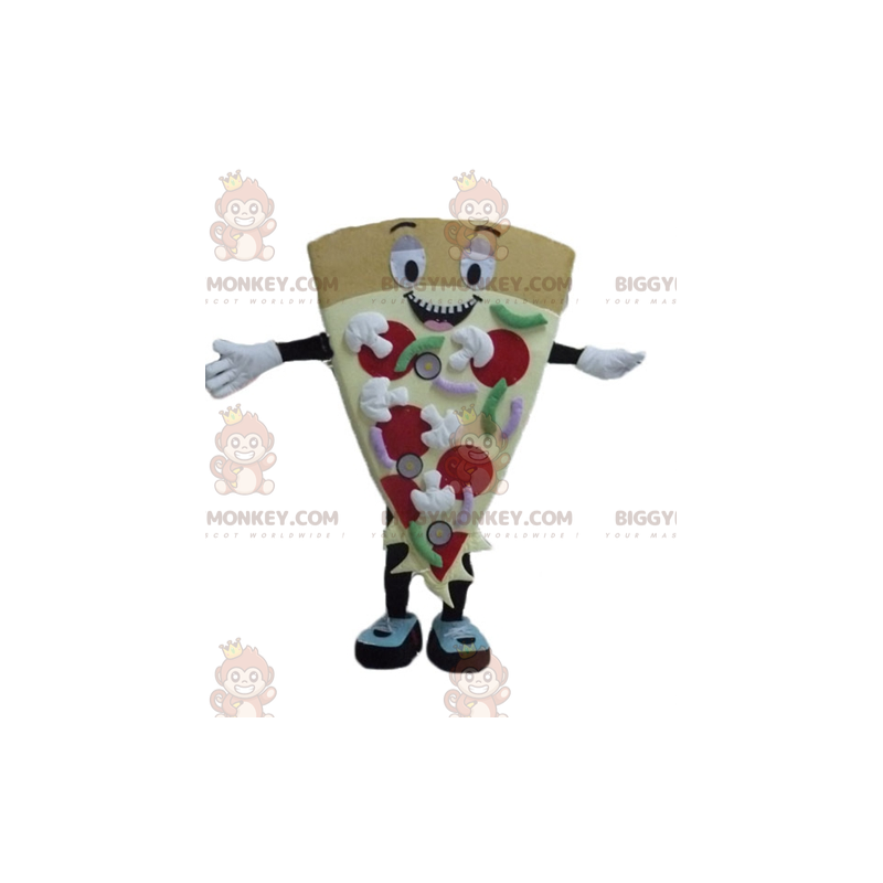 Traje de mascote BIGGYMONKEY™ com fatia de pizza gigante