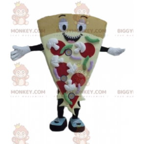 Colorful Smiling Giant Pizza Slice BIGGYMONKEY™ Mascot Costume