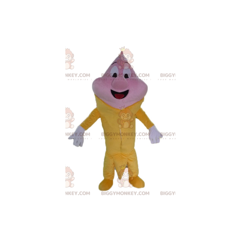 Kostým maskota BIGGYMONKEY™ růžový a žlutý obří kužel zmrzliny