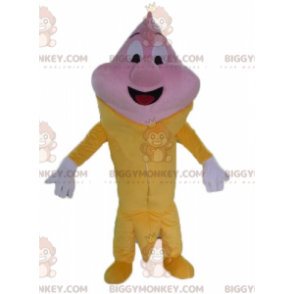 Costume mascotte BIGGYMONKEY™ cono gelato gigante rosa e giallo