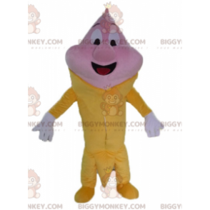 Κοστούμι μασκότ με ροζ και κίτρινο γιγάντιο χωνάκι παγωτού