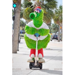Traje de mascote de pássaro verde grande e peludo BIGGYMONKEY™