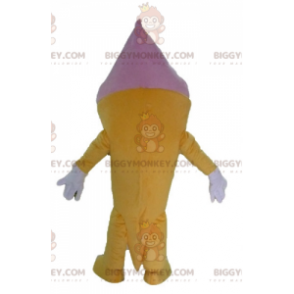 Costume mascotte BIGGYMONKEY™ cono gelato gigante rosa e giallo