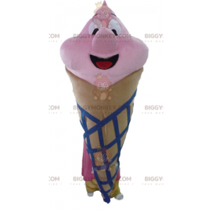 BIGGYMONKEY™ Giant Brown Pink and Blue Ice Cream Cone Mascot