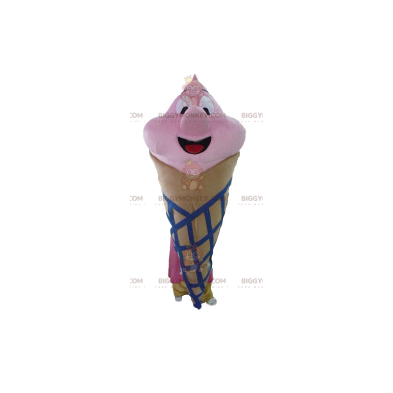 Traje de mascote de casquinha de sorvete gigante marrom rosa e