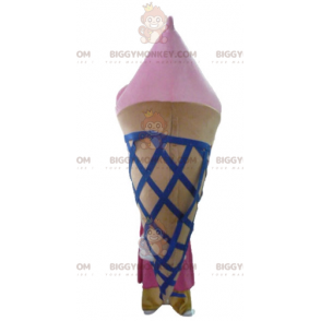 BIGGYMONKEY™ Giant Brown Pink and Blue Ice Cream Cone Mascot