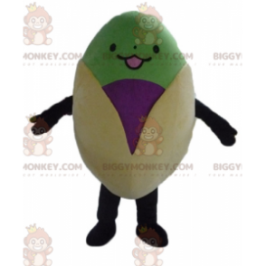 BIGGYMONKEY™ costume mascotte pistacchio gigante beige viola e